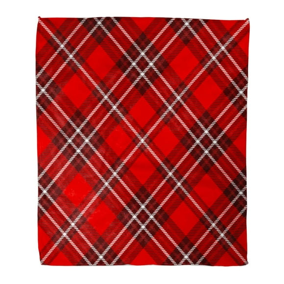 JSDART Flannel Throw Blanket Red Christmas Tartan Plaid Pattern Traditional Checker All Over Soft for Bed Sofa and Couch 50x60 Inches