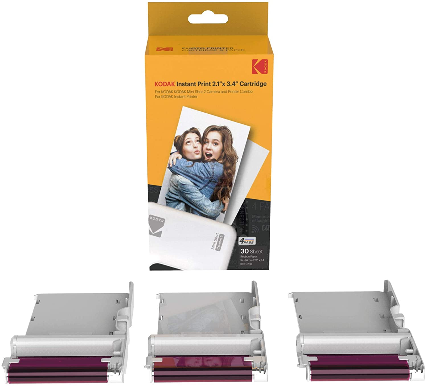4PASS Film Cartridge (2.1x3.4 inches) for KODAK Mini 2 Retro and Mini Shot 2 Retro, 60 Sheets - Walmart.com