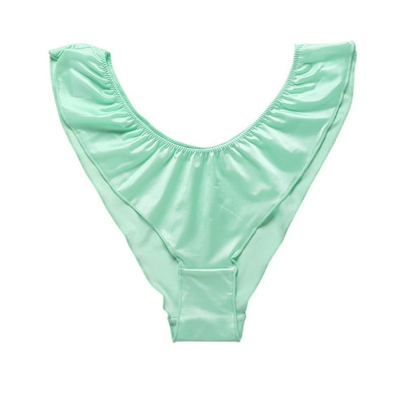 TANGNADE Panties for Women Elastic Color Ding Female Low Waist Silky Satin Cotton Crotch Breathable Briefs Underwear Green