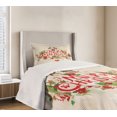 thumbnail image 4 of Ambesonne Christmas Quilted Bedspread Set 2 Pcs, Floral Merry Xmas, Twin Size, Green Red Tan, 4 of 6