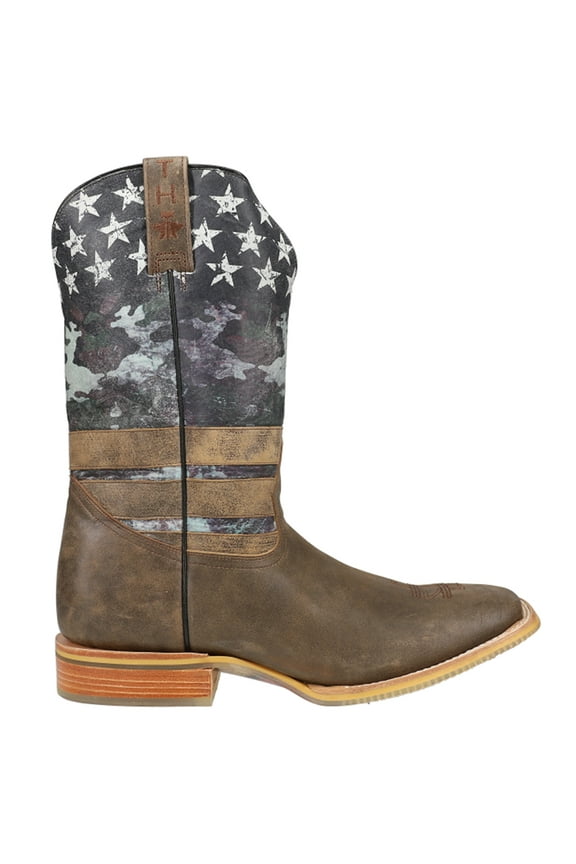 Men's Men'S American Flag Dogtag Western Boot Broad Square Toe - 14-020-0007-0220 BR 10.5 D(M) US