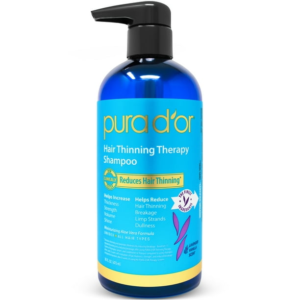 PURA Hair Thinning Therapy Strengthening & Split End Repair Daily Shampoo with Biotin & Argan Oil, Vanilla Lavender Scent, 16 fl oz - Walmart.com