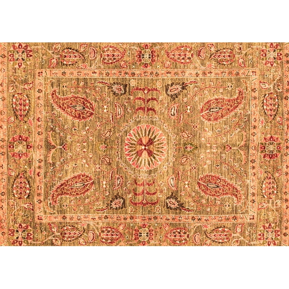 Ahgly Company Indoor Rectangle Oriental Orange Traditional Area Rugs, 4' x 6'