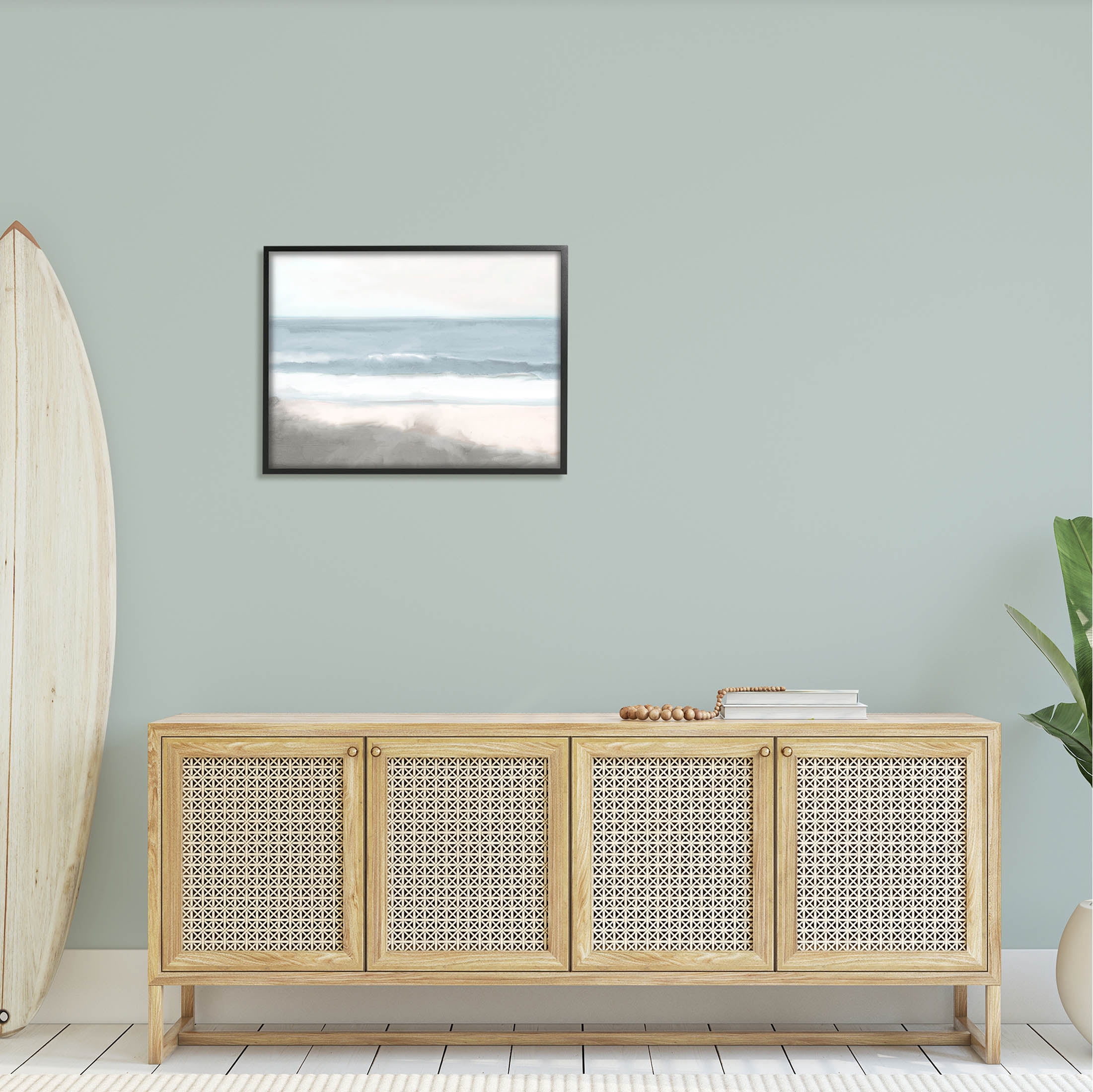 Stupell Industries Rolling Beach Waves Foamy Shoreline Graphic Art Black Framed Art Print Wall Art, Design by Kim Allen