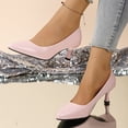 thumbnail image 4 of Modisza Women's Dress Low Heel Pumps Shoes Comfortable Walking Slip on Work Sandals Summer Pointed Toe Heeled Stiletto Pink size 7.5, 4 of 7