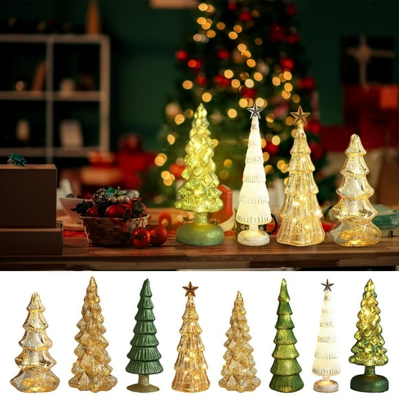 Illuminado árbol de cristal 2026, árbol de Navidad con luces LED, decoración de Navidad, árbol de figuras, centro de mesa, regalo de Navidad, para hogar, fiesta, colgar en estante, luces