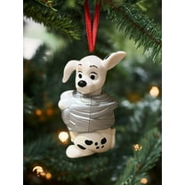 ORNAMENT 101 Dalmatians SILVER Christmas Wrap Vintage Disney Figurine Holiday 4”