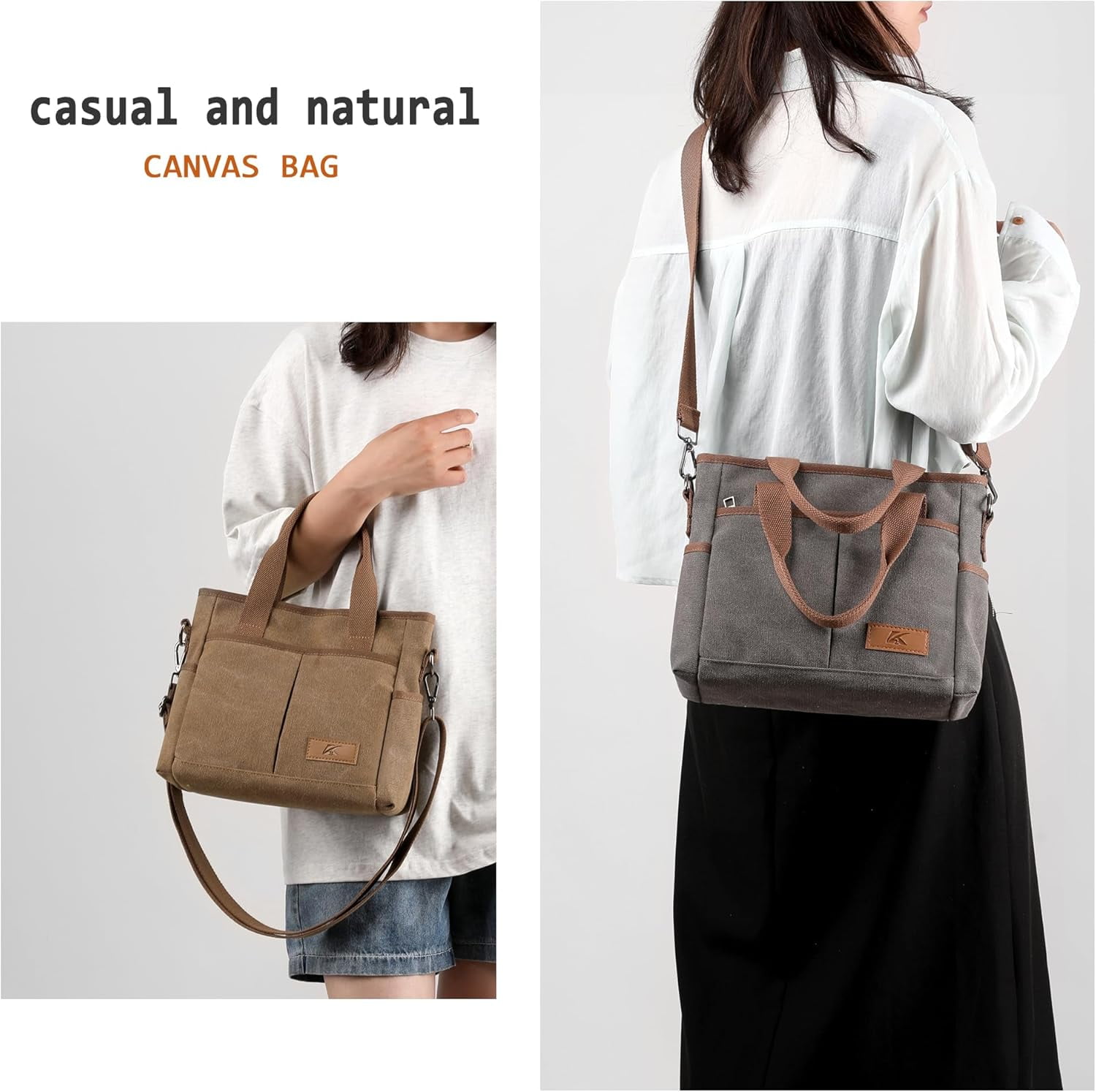 Crossbody Bags for Women Trendy Canvas Hobo Tote Top-handle Hand Bag Multi-pocket Casual Going Out Purse Satchel
