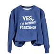thumbnail image 2 of Maqroz Long Sleeve Sweatshirts for Women Loose Fit Oversized Sweatshirt Casual Crewneck Long Sleeve Long Sleeve Shirts Crewneck Loose Fit Curve Hem Pullover Tops Ropa De Dama Blue XXL, 2 of 3