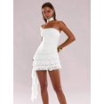 thumbnail image 5 of Women's Solid Color Ruffled Hem Bandeau Dress, Dresses For Women, White, 5 of 7