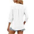 thumbnail image 5 of qolati Women's 3/4 Sleeve Blouses 2024 Summer V Neck Tunic Tops Eyelet Loose Fit Casual Work Shirts for Women, 5 of 6