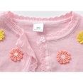 thumbnail image 5 of HWJAD Long Sleeve 3D Flower Bolero Shrug for 1-14Y Girls Toddler Kids One Button Closure Cardigan Knit Sweater Cropped Cover Up Coat, 5 of 8