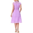 thumbnail image 3 of Vestido de gasa sin mangas para mujer Inspire Chic, con cintura fruncida y estrellas metálicas doradas, vestido de fiesta color púrpura claro, talla S, 3 of 6