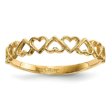 - Solid 14k Yellow Gold 9-Hearts Ring (1.5mm) - Size 4