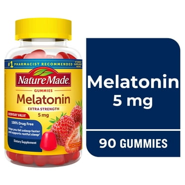 Nature Made Melatonin 5 mg Extra Strength Gummies, Occasional Use Sleep Aid, 90 Count