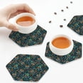 thumbnail image 3 of KLL Drink Coasters Set Hexagon of 4,PU Leather Absorbent Coasters Set Decorative Coffee Cup Coasters Housewarming Gift for Home Decor-Owl Doodle, 3 of 5