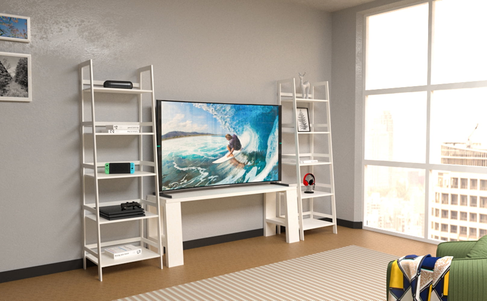 Private Jungle 5-Tier Bookshelf Modern Bookcase, 5 Shelf Ladder Shelf Book Storage Shelf Organizer for Living Room, Home Office (White) Private Jungle 5-Tier Bookshelf Modern Bookcase, 5 Shelf Ladder Shelf Book Storage Shelf Organizer for Living Room, Home Office (White)