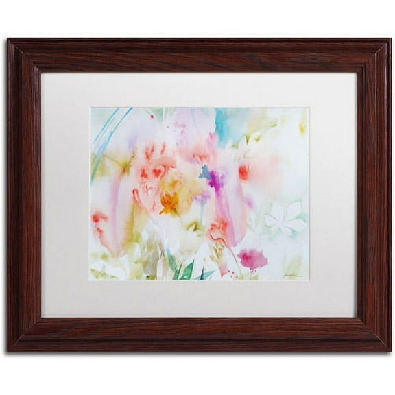 Trademark Fine Art "Flower Dreams" Canvas Art by Sheila Golden, White Mat, Wood Frame