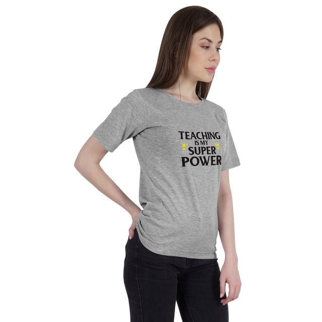 Inkmeso T-Shirt à Encolure Dégagée pour Femmes « Teaching Is My Super Power » Citation Graphique d'Enseignante