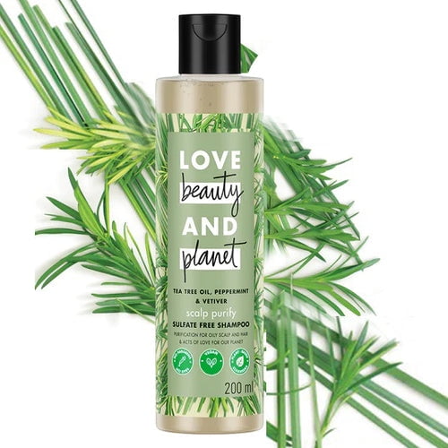 Love Beauty and Planet Tea Tree, Peppermint & Vetiver Sulfate Free Purifying Shampoo - 200ml