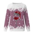 thumbnail image 4 of Fgnfyis Chandails en Molleton de Sport Décontractés à Manches Longues Raglan Col Rond Imprimé Flocon de Neige Rouge de Noël pour Femmes Doublé Rose Vif TTTG, 4 of 4