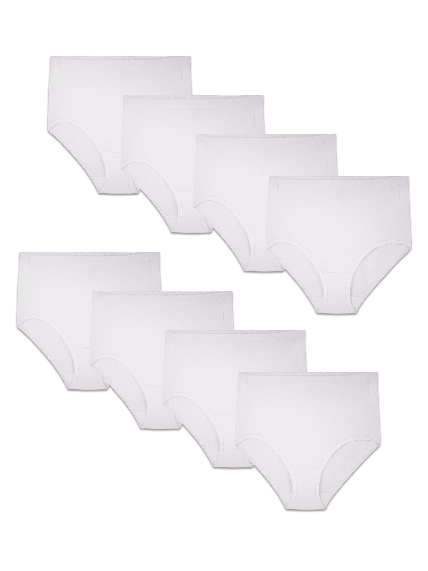 Fit for Me Women's Plus White Cotton Brief Underwear, 6+2 Bonus Pack