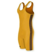 adidas aS102s Lycra 3 Stripe Wrestling Singlet -:Athletic Gold/Black - S