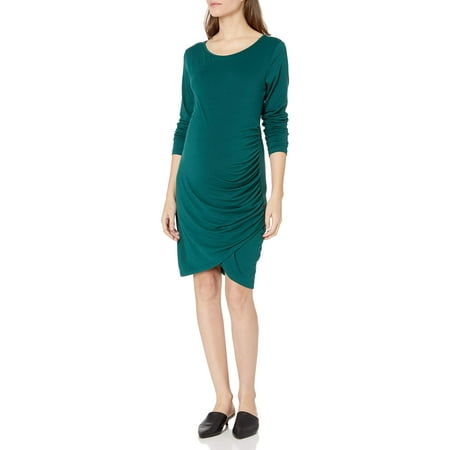 

Womens Maternity Dresses Casual Ruched Long Sleeve Irregular Bodycon Mini Dress for Women (S Teal-Long)