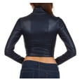 thumbnail image 2 of Sakkas Matte Liquid Mock Neck Turtleneck Long Sleeve Crop Top - Made in USA - Navy - 2X, 2 of 7