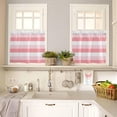 thumbnail image 4 of 3 Piece Pink and White Striped Kitchen Curtain Valance and Tiers Set Abstract Ombre Geometric Rod Pocket Tier Curtain 24 Inch Small Window Drapes for Living Room Bedroom Cafe Home Decor, 4 of 6