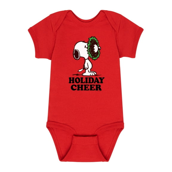 Peanuts - Christmas - Holiday Cheer Wreath - Infant Baby One Piece