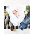 thumbnail image 3 of Camiseta con estampado de corazón de San Valentín, manga corta, cuello redondo, informal, para mujer. Para adultos, hombres, mujeres, adolescentes, jóvenes., 3 of 6