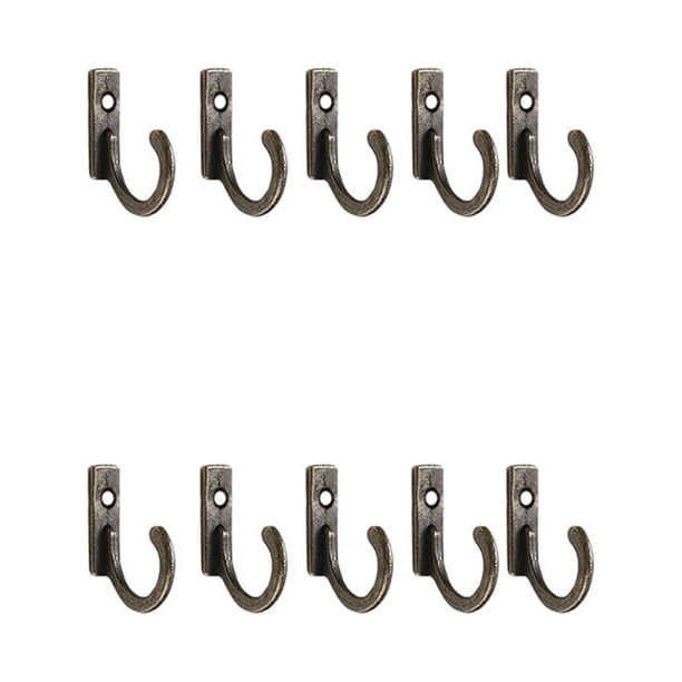 Inteprter Ganchos de pared Estante de almacenamiento Conveniente Amplia aplicación Heavy Duty Usable Keys Hangers Home Coats Hanging Decorativo Almacenamiento y organización del hogar Bronce 10 piezas