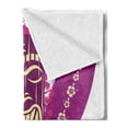 thumbnail image 2 of Tiki Bar Soft Flannel Fleece Throw Blanket, Tiki Culture Surfboards Hibiscus Hand Drawn Aloha Art, Cozy Plush for Indoor and Outdoor Use, 50" x 70", Pale Yellow Hot Pink, by Ambesonne, 2 of 5