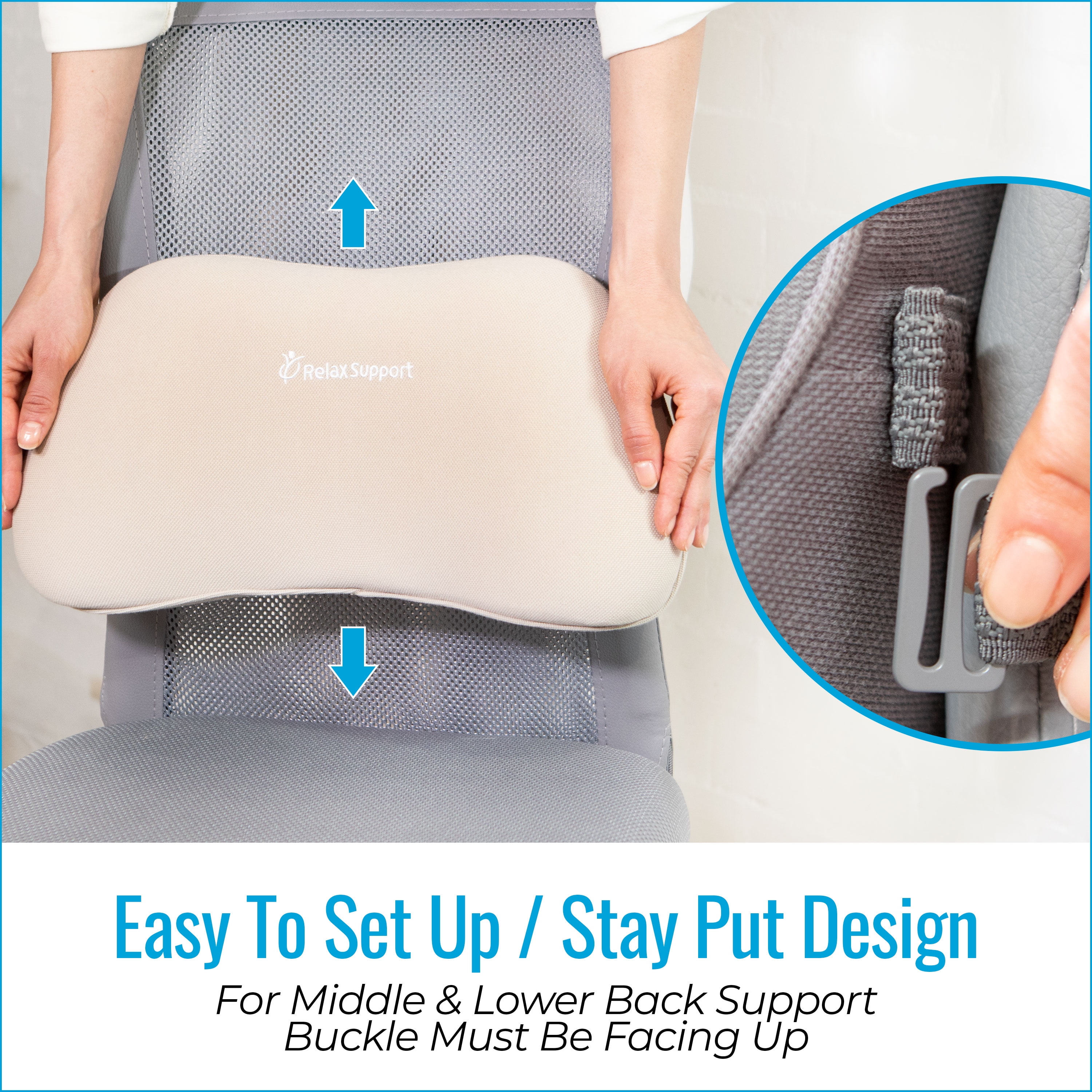 Relax Support - RS9 Black Lumbar Support Pillow - 100% Memory Foam