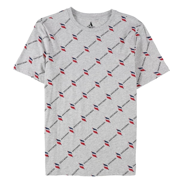 Skechers Mens Logo Print Graphic T-Shirt grayredblue XS