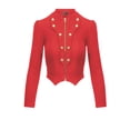 thumbnail image 2 of Women's Military Crop stretch Gold Zip up Blazer Jacket, 2 of 3