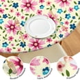 thumbnail image 4 of Daisy Pattern Round Tablecloth with Elastic Edge, Easy Care Water-Resistant Fabric for Home Use, Fits 44-52", 4 of 7