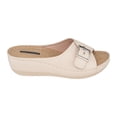 thumbnail image 2 of GC Shoes Womens Open Toe Wedge Sandals, Comfy Vegan Leather Slip On Low Heel Buckle Strap Slide Platform, Ivory/Size 7, 2 of 5
