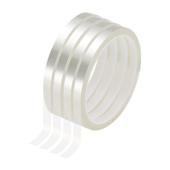 Uxcell 4 Rolls High Temperature Masking Tape 1/4"x108ft(6mmx33m) 0.05mm Thick PET Film Silicone Adhesive Heat Resistant Tapes for Heat Press Anodizing Circuit Board, Transparent