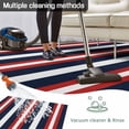 thumbnail image 5 of Red Navy Blue Striped Outdoor Rug 4x6 Ft - Reversible Patio Rug Outdoor Camping Rugs, Contemporary Minimalist Aesthetic Indoor Outdoor Area Rugs, Non-Slip Outdoor Carpet Runner for Deck/Porch, 5 of 8