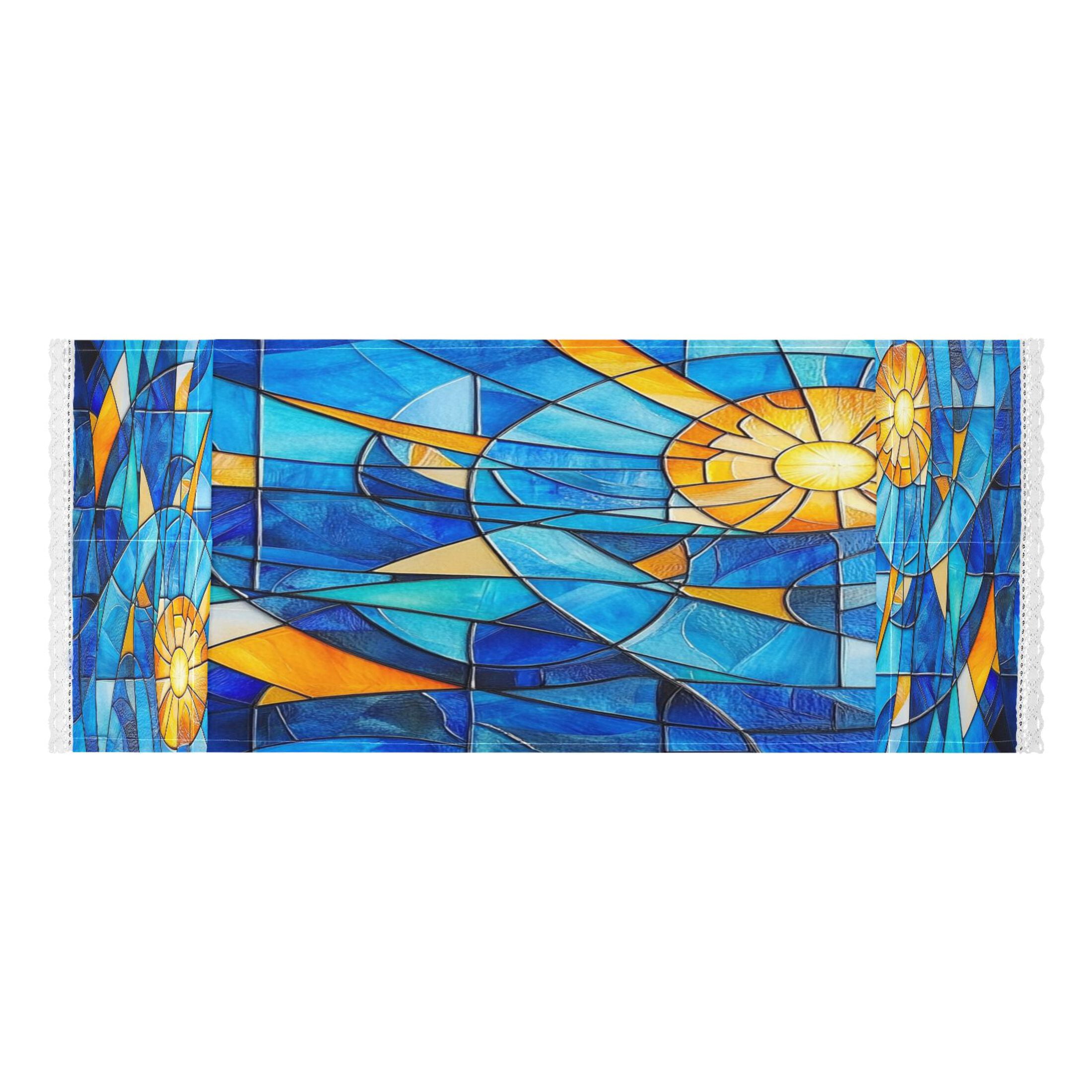 WOBOGO Blue Glass Sun Pattern Washing Machine Cloth Dryer Refrigerator Top Cover Protective Non-Slip Mat For Kitchen Laundry