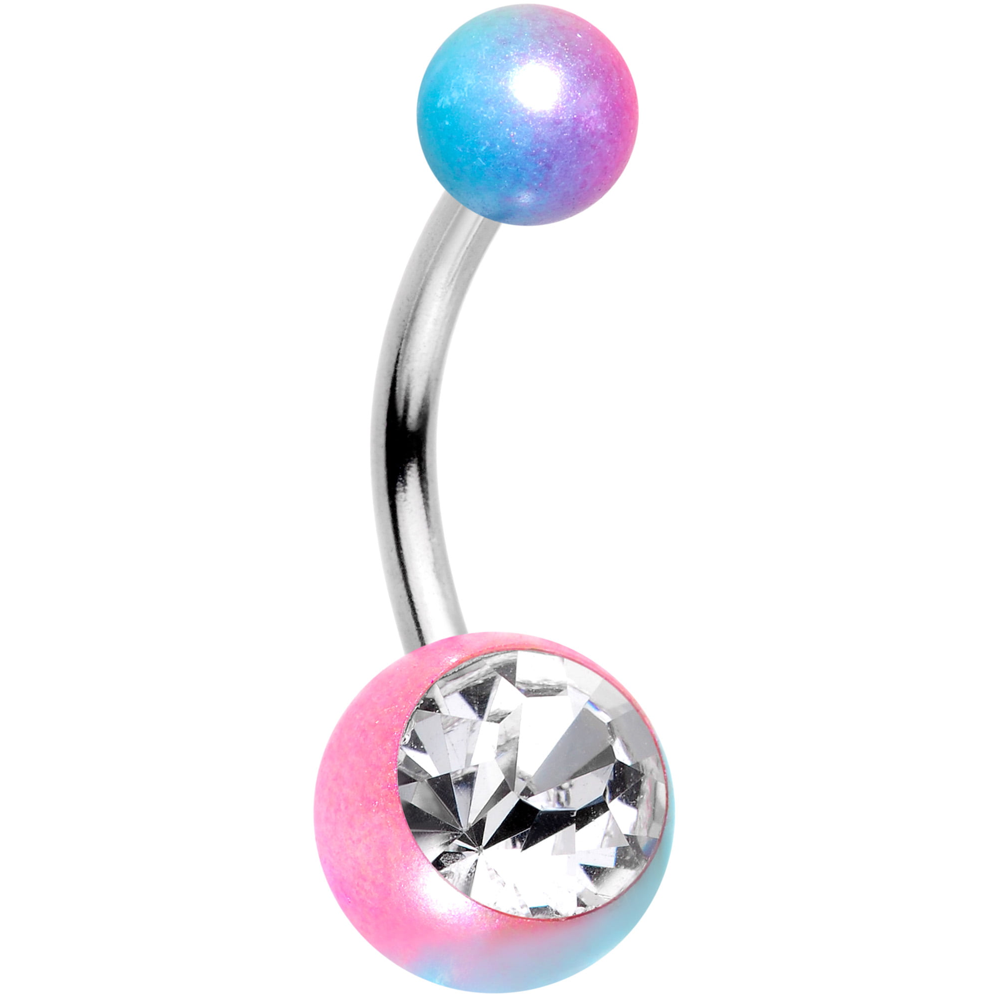 Body Candy 14G Womens 316L Stainless Steel 7/16 Aurora Accent Deco Rainbow Charm Belly Ring 11mm 
