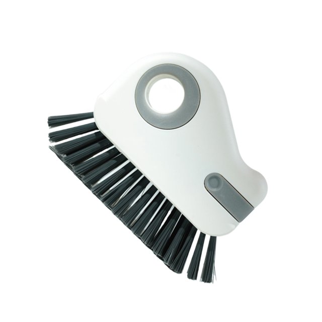Ounissouiy Conveniente cepillo de limpieza de surcos para ventanas con raspador duro 2 en 1, herramienta de cepillo de limpieza multifunción Suministros de limpieza para el hogar gris