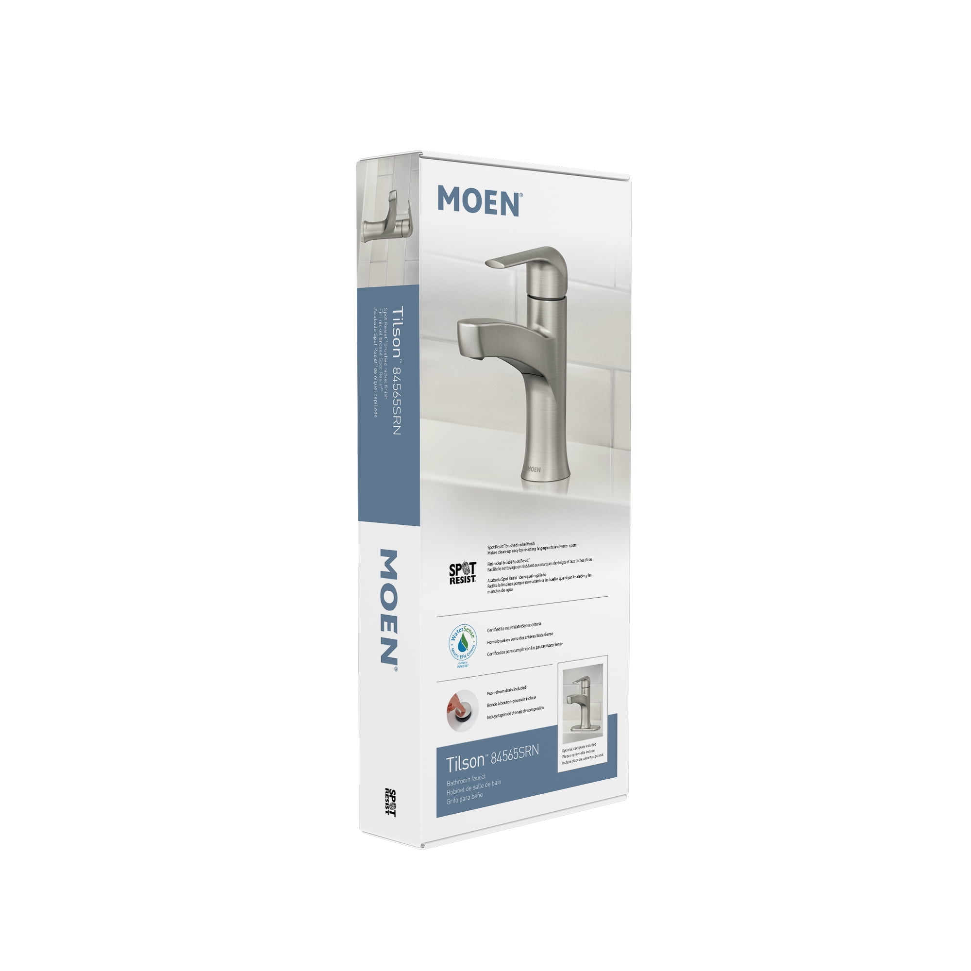 (2 pack) Moen 84565SRN Tilson Spot Resist Brushed Nickel Bathroom Faucet with Optional Deck Plate