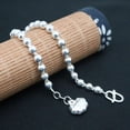 thumbnail image 5 of HOOUN Pure 999 Fine Silver Chain 5mm Glossy Beads Link Fu Lock Bracelet 6-7g/7.4inch, 5 of 5