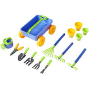 PowerTRC Garden Wagon Tools Toy Set for Kids with 8 Gardening Tools, 4 Pots, Water Pail and Spray - Great for Beach Sand Too!