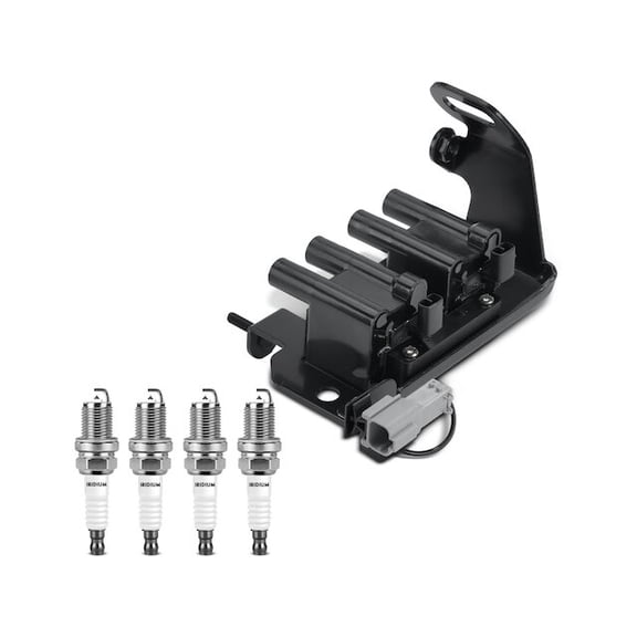 Ignition Coil Set with Spark Plugs 5 - Compatible with 2001 - 2005 Kia Rio 2002 2003 2004