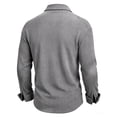 thumbnail image 4 of Lmueinov Mens 3 Button Collared Corduroy Long Sleeve Shirts Solid Chest Pocket Casual Business Tops Fall Winter Office Workout Golf Everyday Wear, 4 of 6