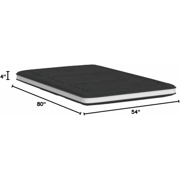 Japanese Futon Mattress Floor Mattress Queen Size, 4" Thicken Foldable & Portable Floor Bed Sleeping Pad, Traditional Shikibuton 32D Foam Filled, Design in Japan (Black, 54 * 80)
